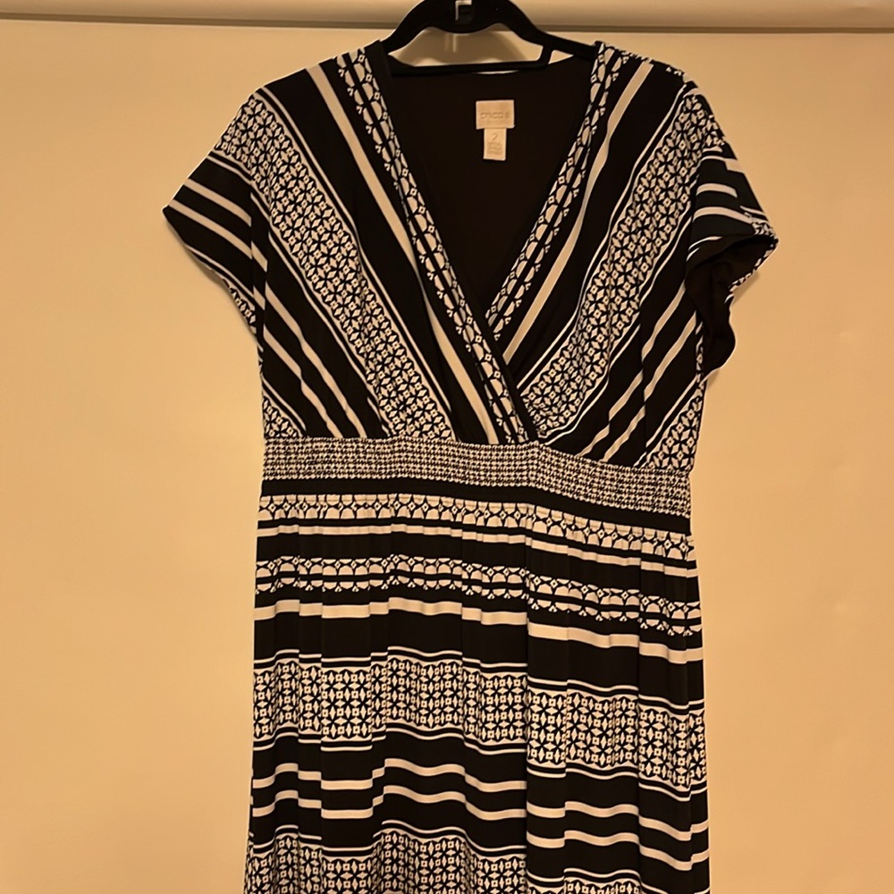 Classic black and white full length dress
